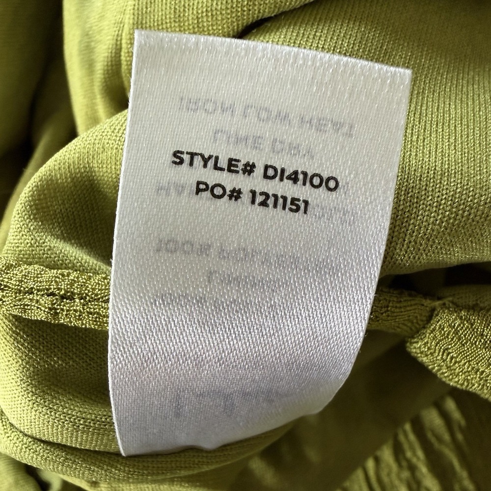 Lulu Chartreuse Green Faux Wrap Midi Dress Tie Back Size Medium D14100 - Picture 16 of 16